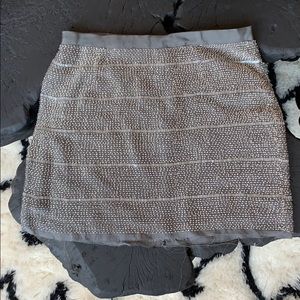 Gryphon gray silk beaded mini skirt small